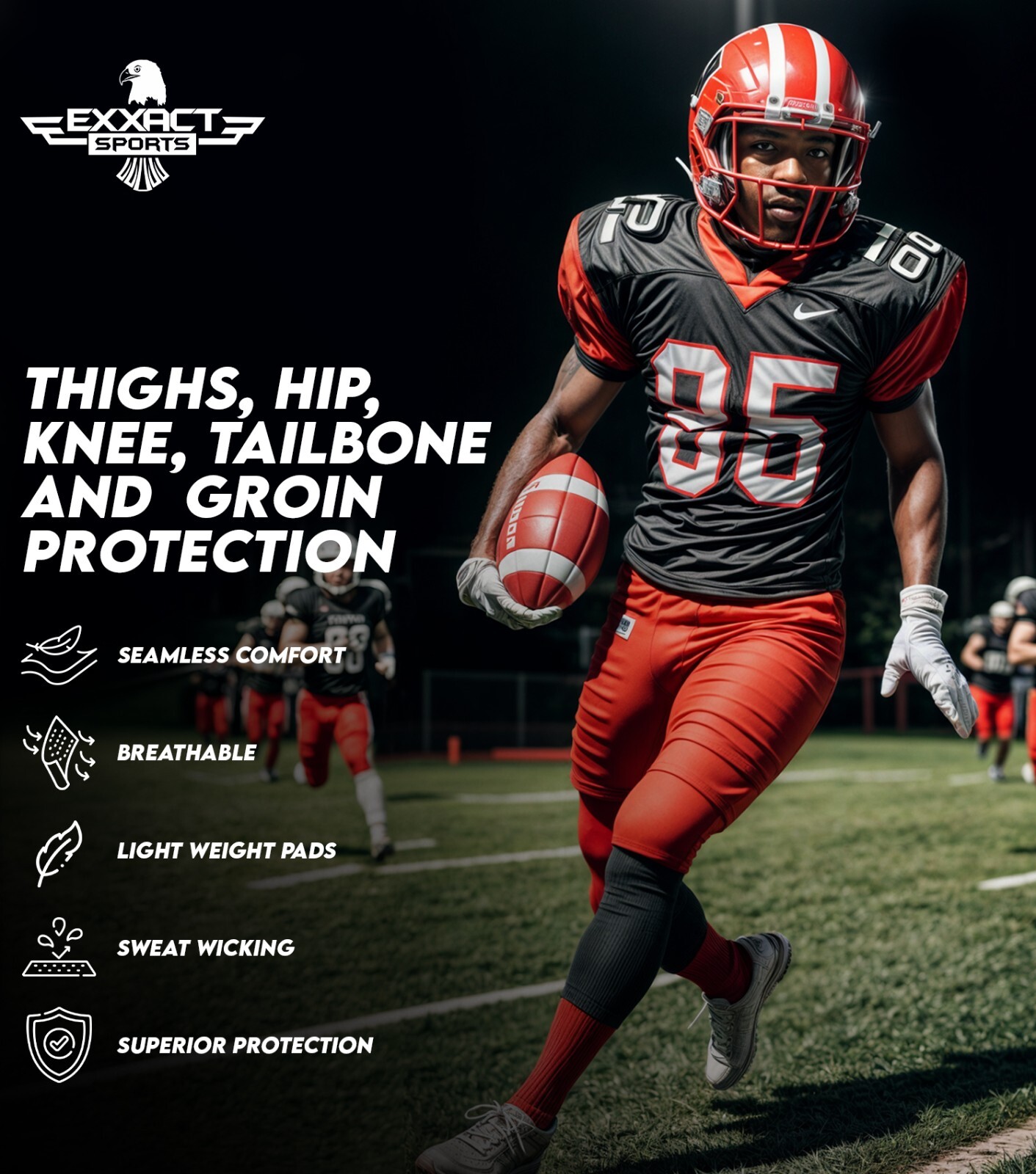 Exxact Sports Battle 7 Pad Adult Girdle for Men, with Cup Pocket