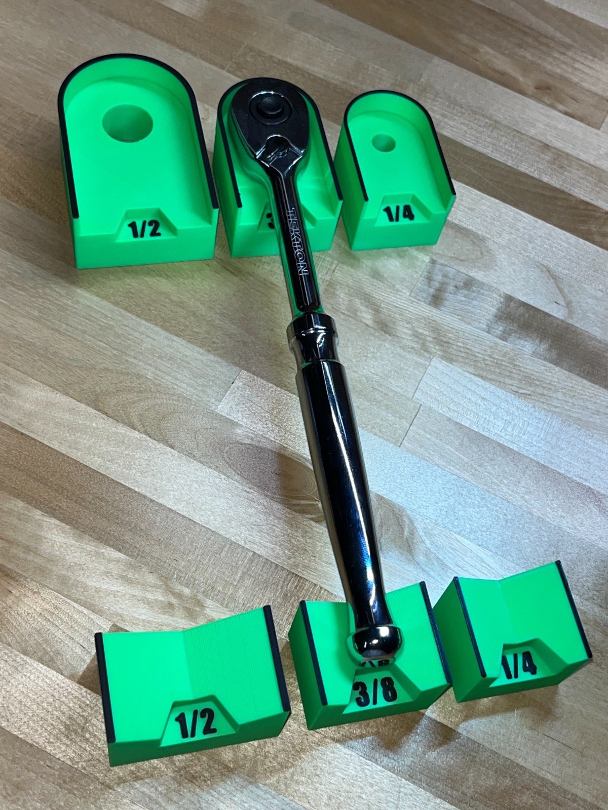 Ratchet Holders - 1/4”, 3/8”, 1/2” - Magnetic Tool / Toolbox Organizer