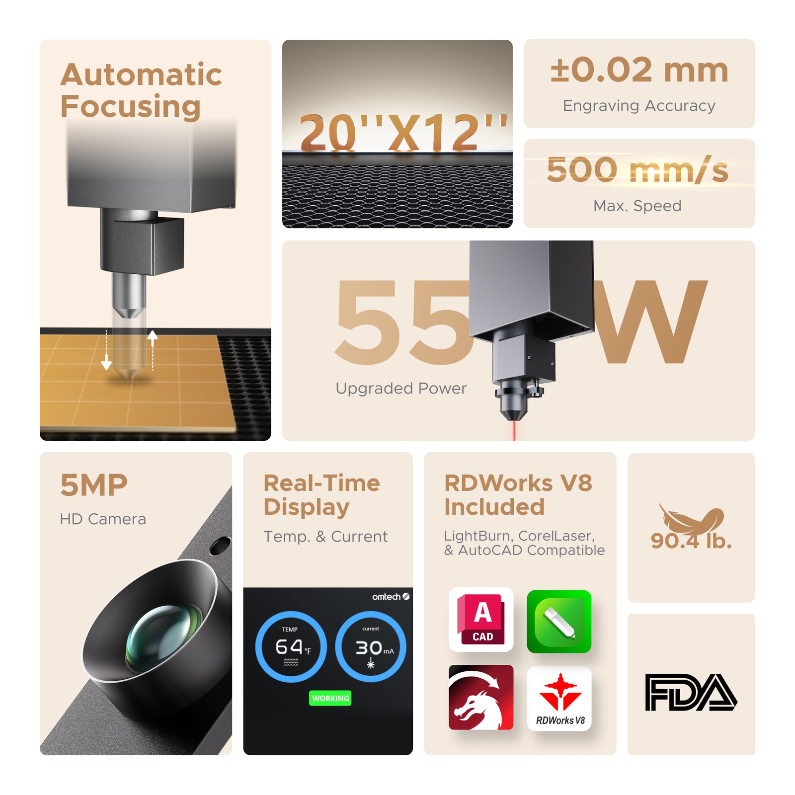 Secondhand Polar 12×20 55W CO2 Laser Cutter Engraver Engraving Cutting Machine