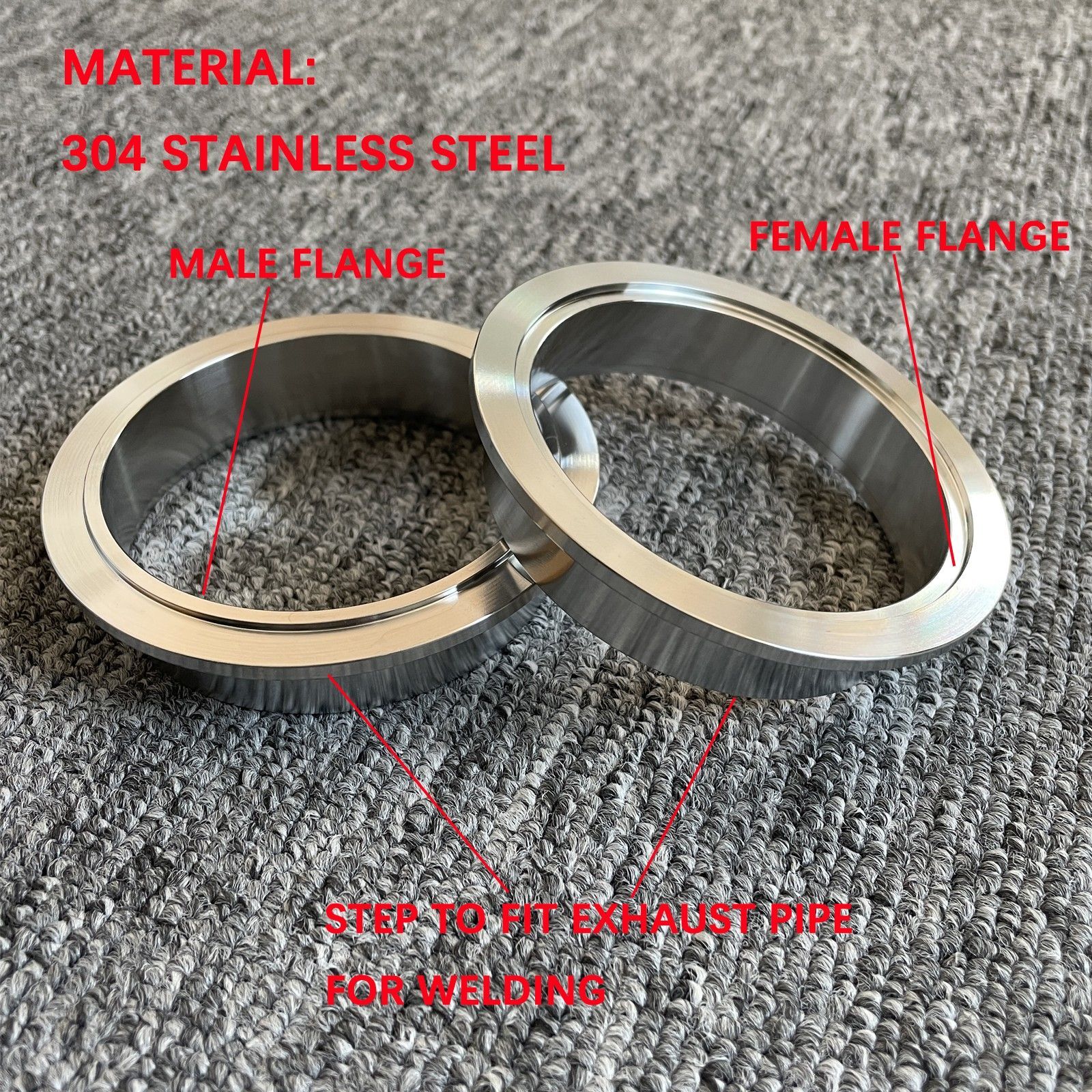 3 Inch 3.0" V Band Clamp Stainless Steel with Flange Male Female Mild Steel