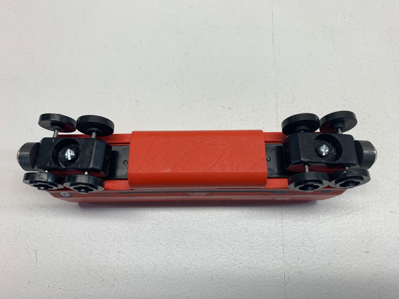 Wooden Whittle Shortline Railroad Red DB SCHENKER train car - Excellent