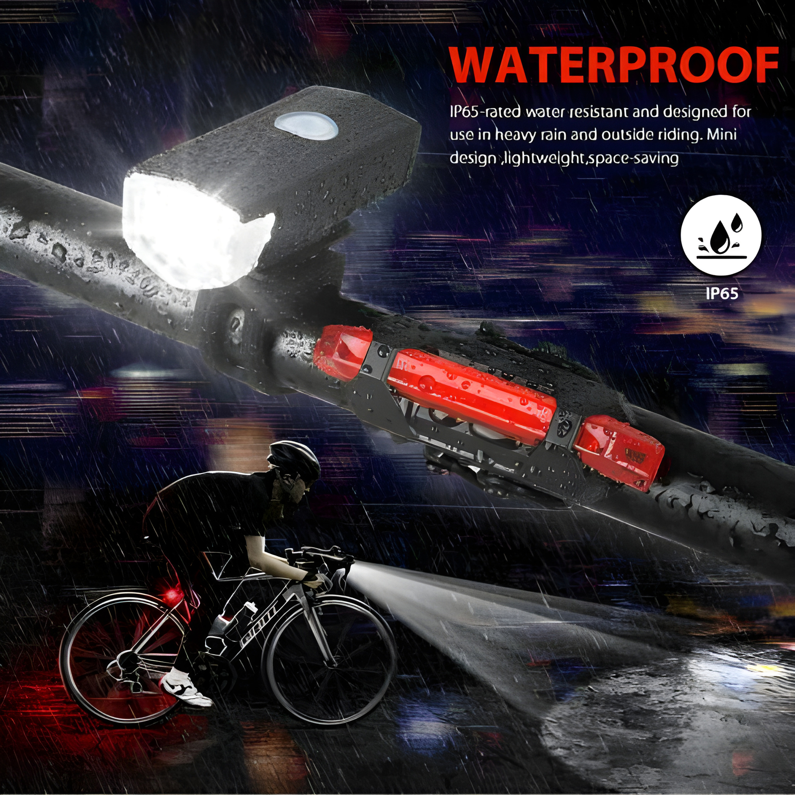 2 Sets USB Rechargeable LED Bicycle Headlight Bike Front Rear Lamp Cycling