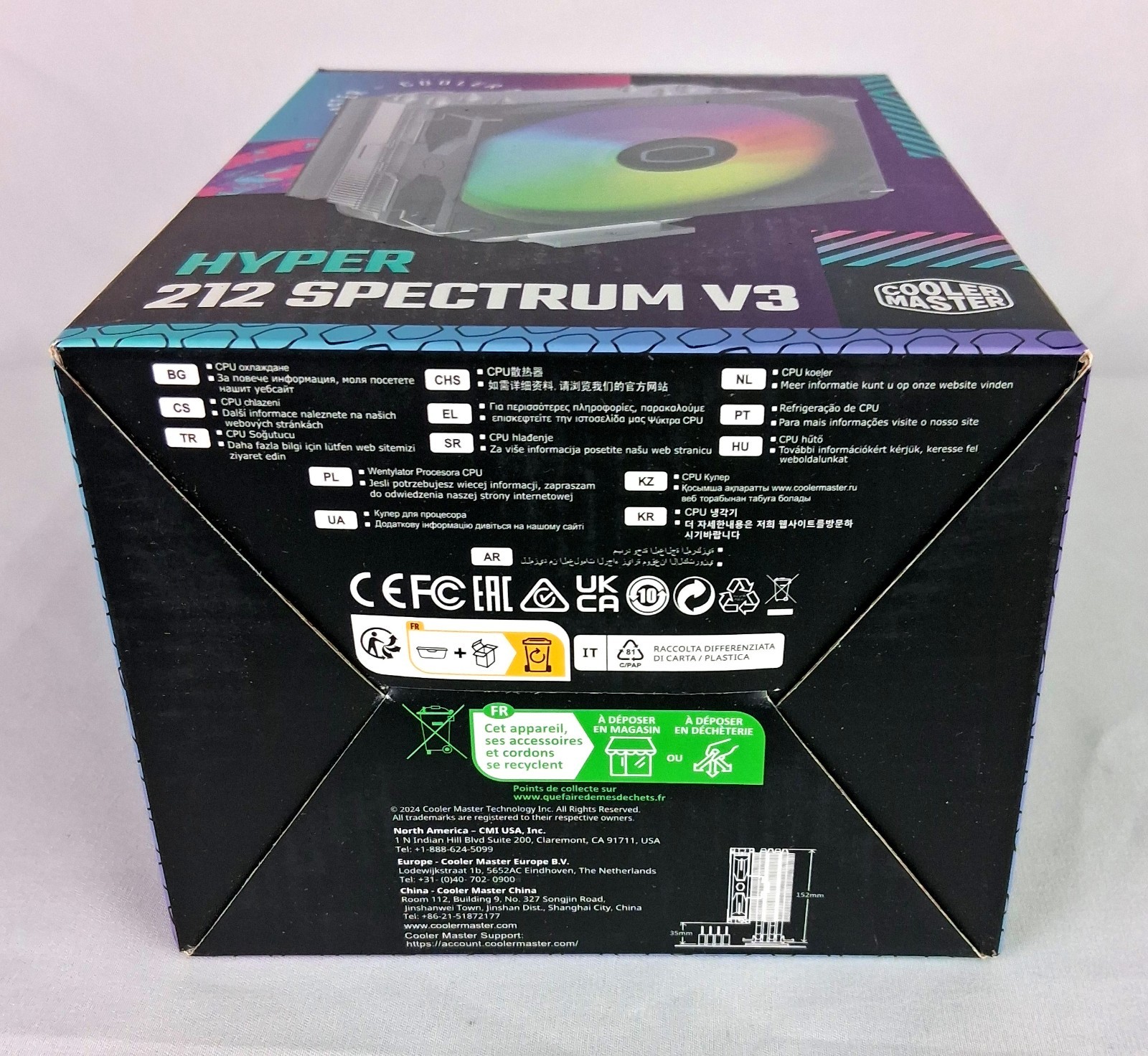 Cooler Master Hyper 212 Spectrum V3 CPU Cooler - 120mm Fan - Unused