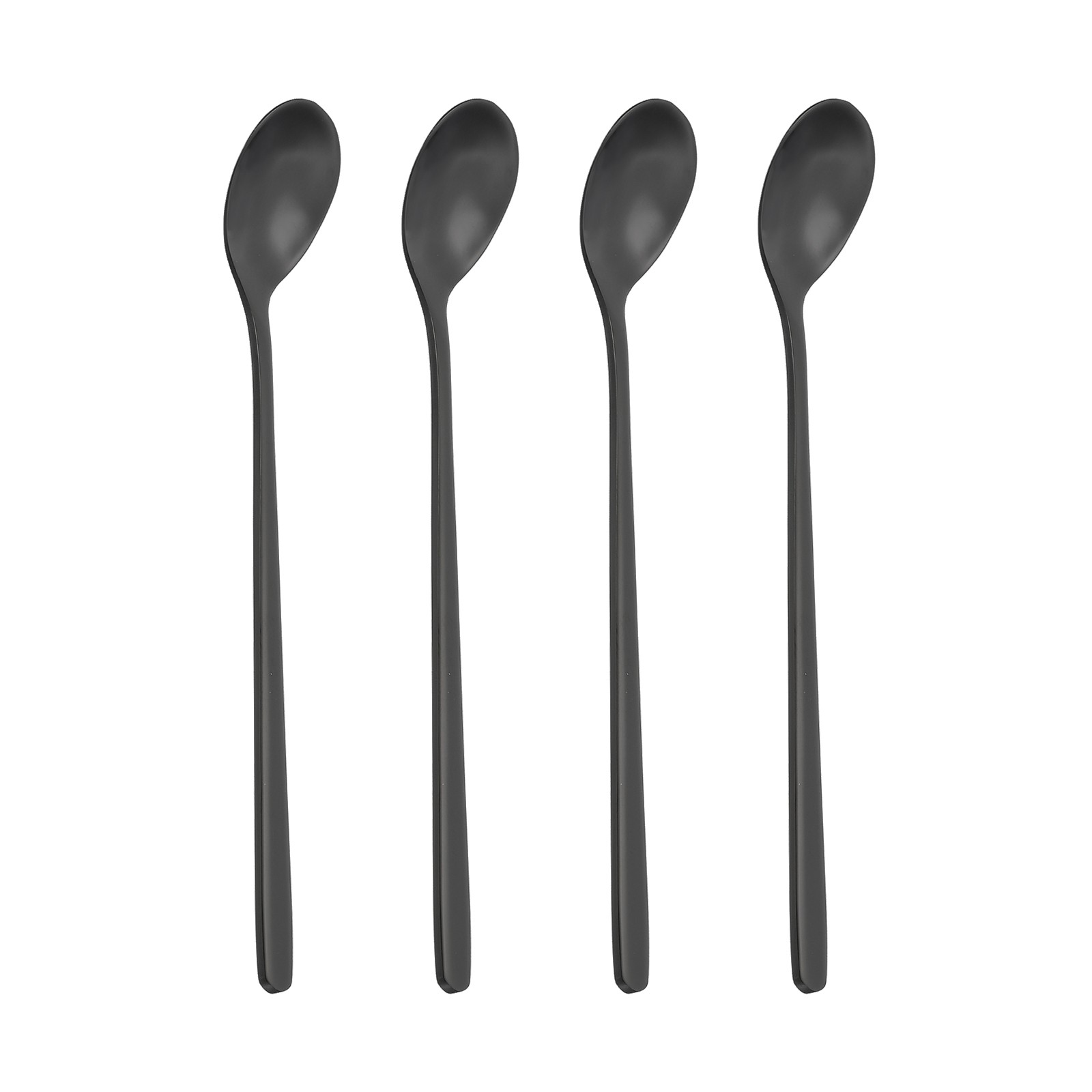 Long Handle Iced Tea Spoon, 4 Pcs 6" Stainless Steel Long Coffee Spoons, Black