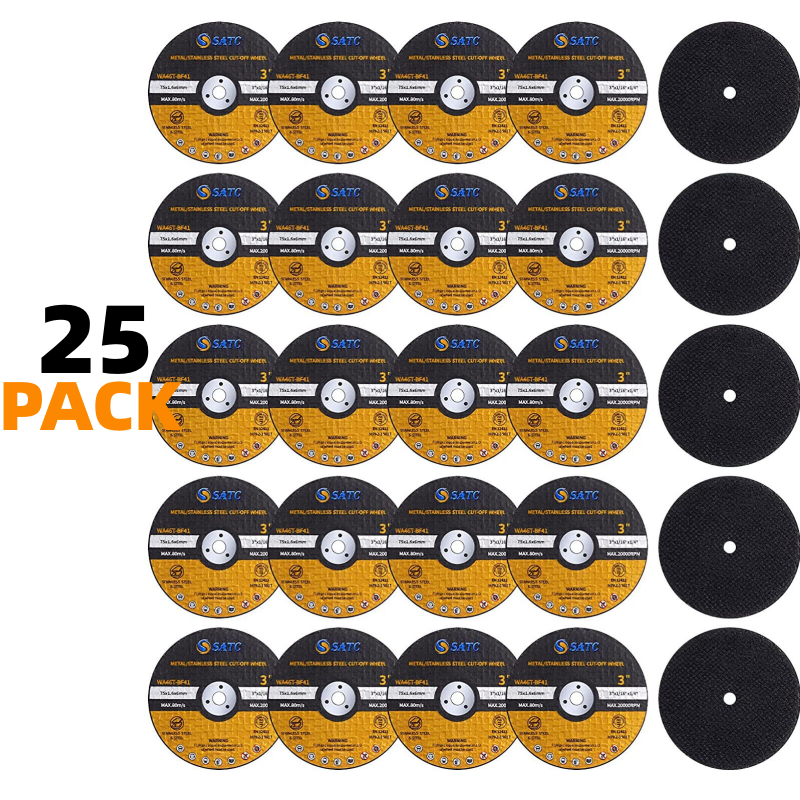 25PCS 3 inch Cut Off Wheels 1/4" Arbor Die Grinder Metal Cutting Disc Blade Tool