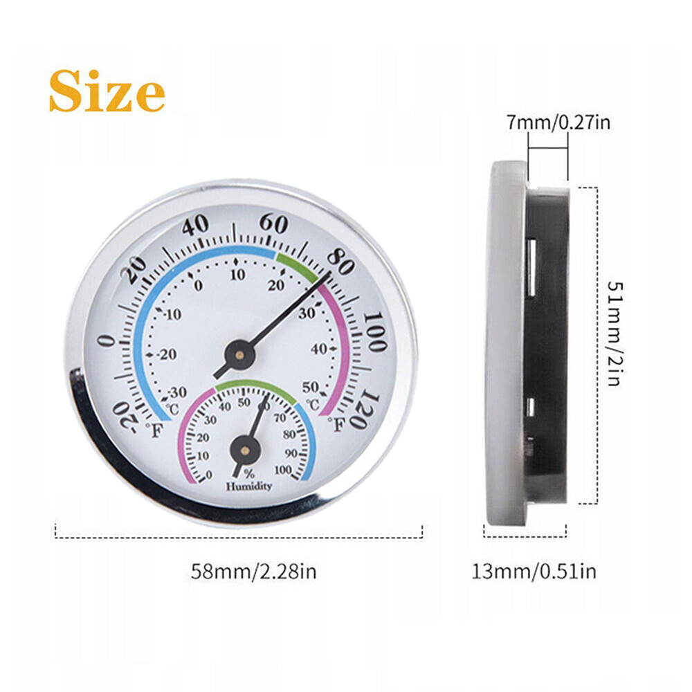 2pcs Analog Thermometer Hygrometer Humidity Meter Gauge Temperature Room Indoor