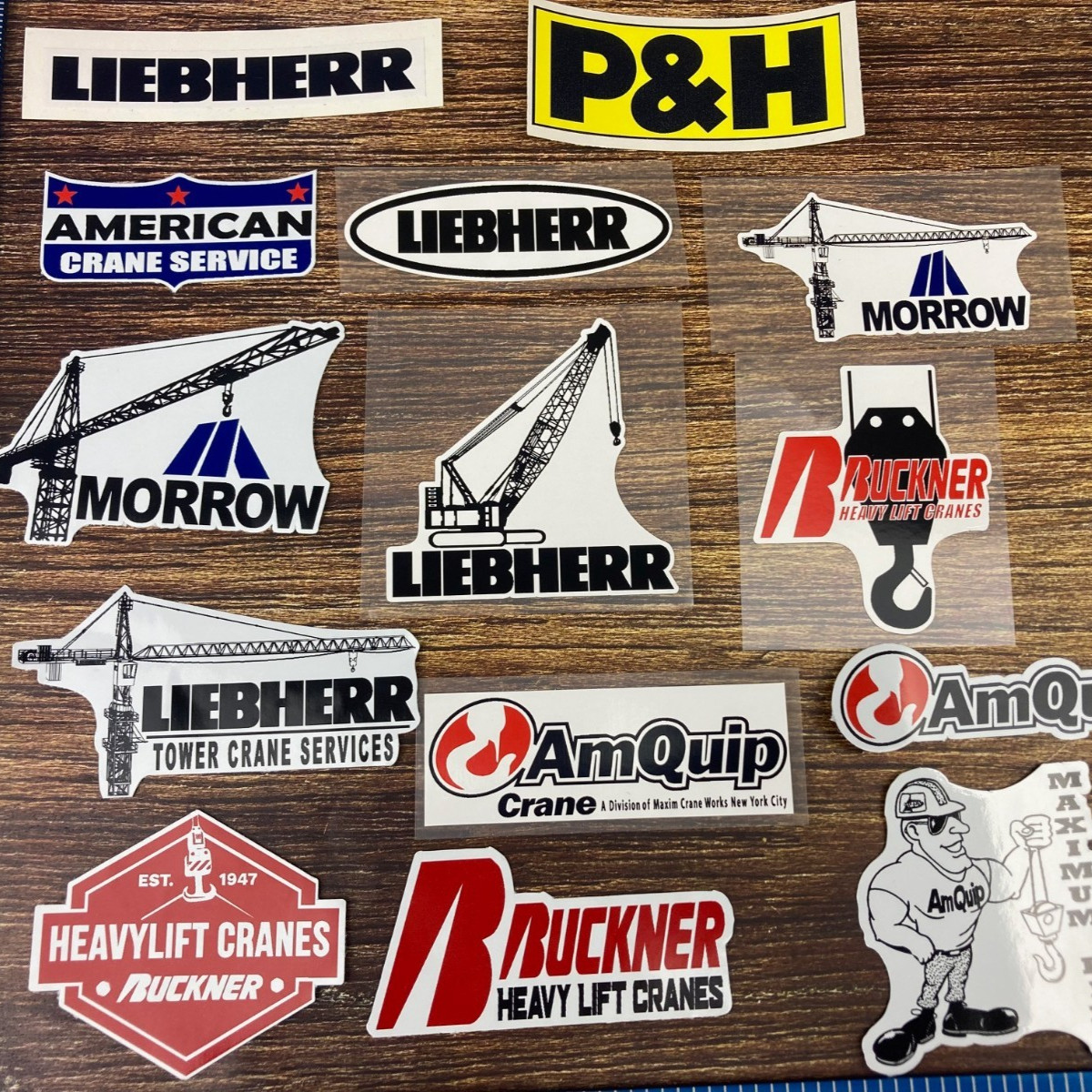 Hardhat Stickers Liebherr Morrow P&H BUCKNER AmQuip AMERICAN Tower Crane Laborer