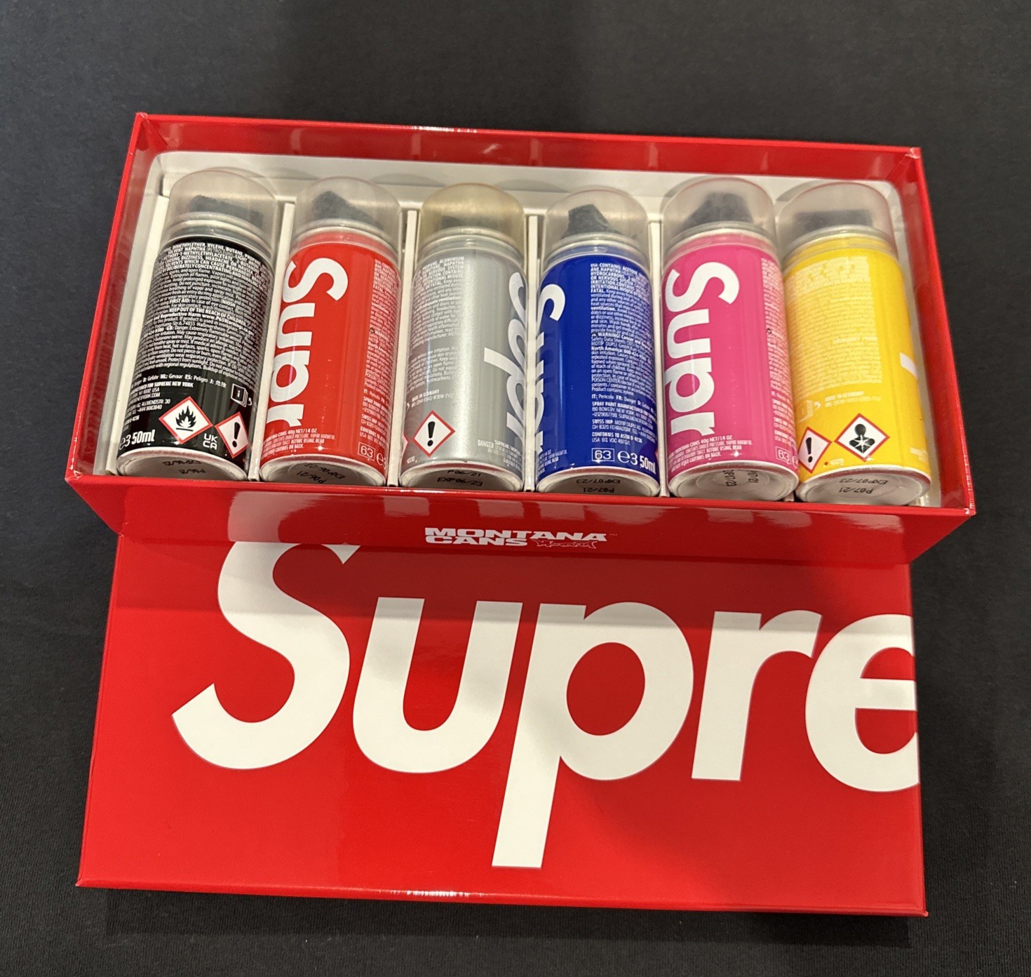 Supreme Montana Mini Spray Paint Cans Set New Displayed Condition 100% Authentic