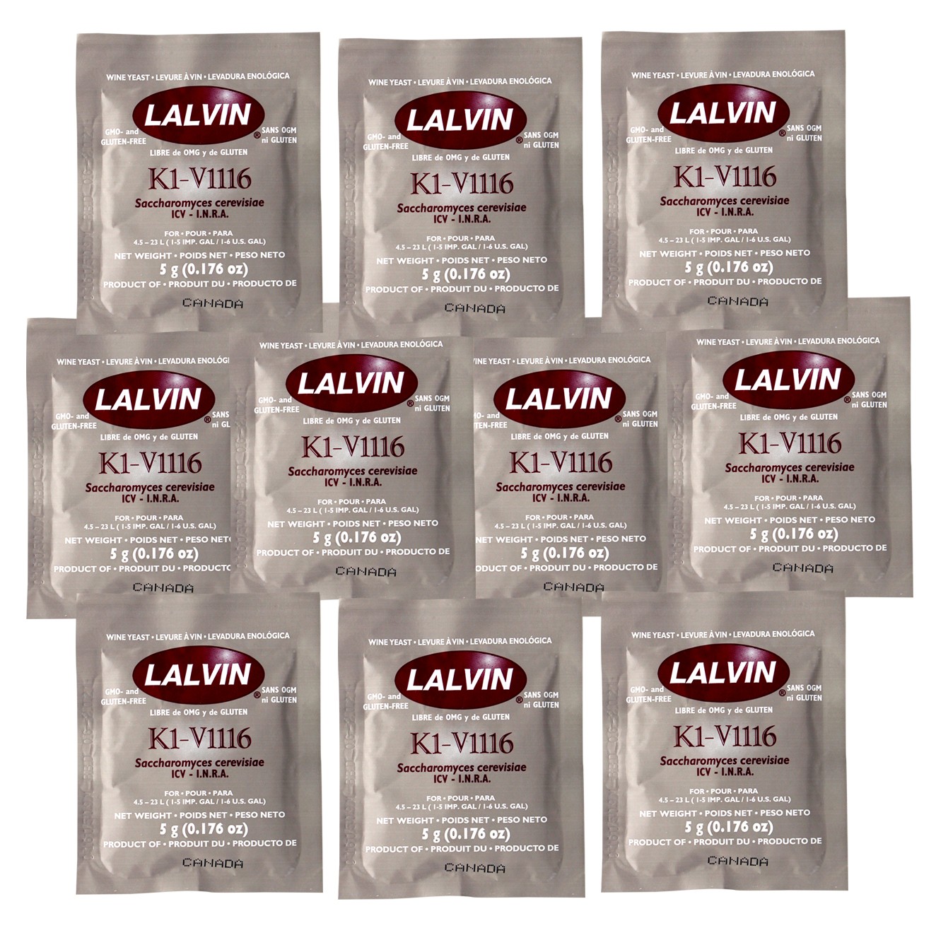 10 packs of KIV-1116 Lalvin Yeast for Winemaking