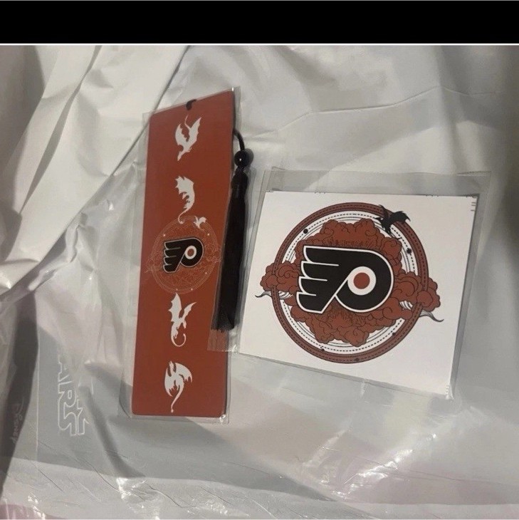 Philadelphia Flyers fourth wing Bookmark & Decal Set Orange Black White Hockey