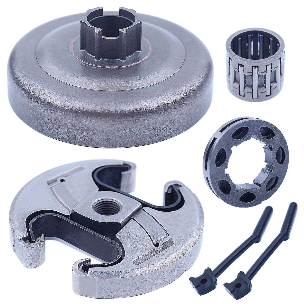 3/8" Clutch Drum Rim Sprocket Kit For Husqvarna 455 460 Rancher Needle Bearing