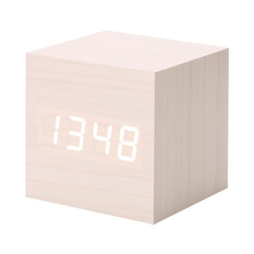 New Modern Wooden Wood Digital LED Desk Alarm Clock Thermometer Timer Calendar