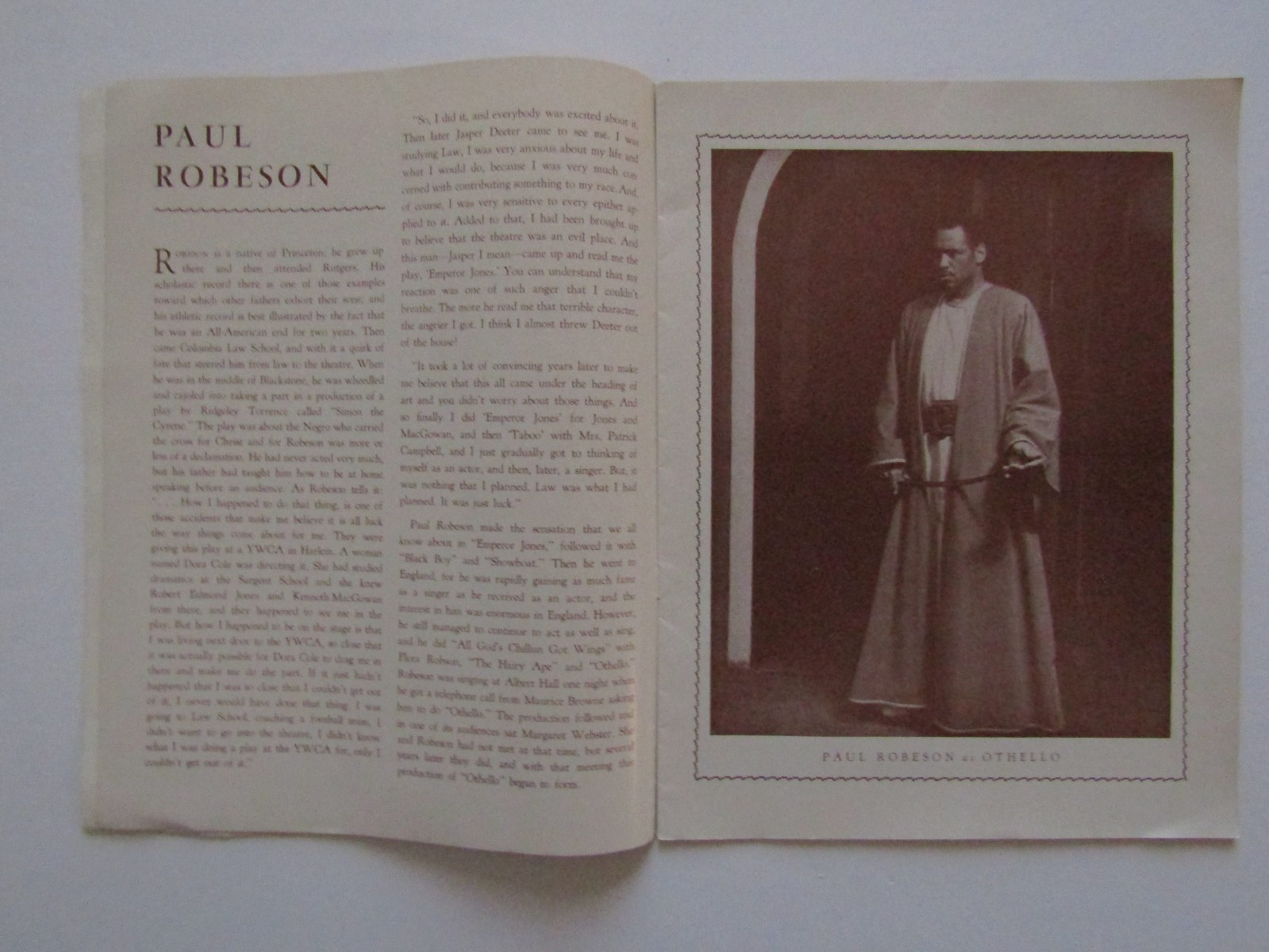 SALE! 1943 Black Broadway History PAUL ROBESON As Othello Theatre Guild Program