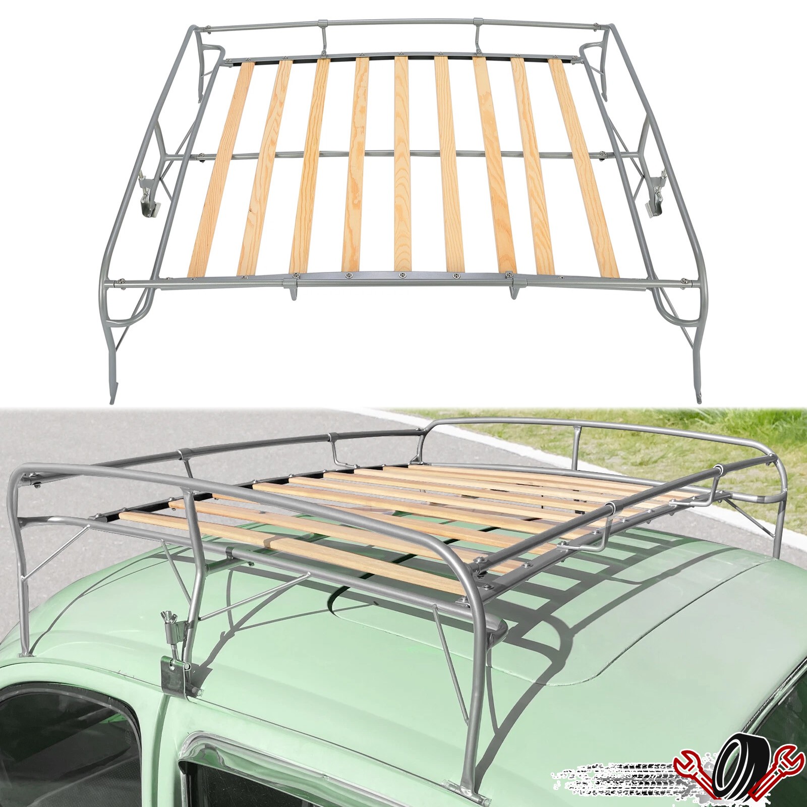 For Volkswagen VW  Beetle Type1 Bug All Years Roof Cargo Rack  w/Wood Slats Set