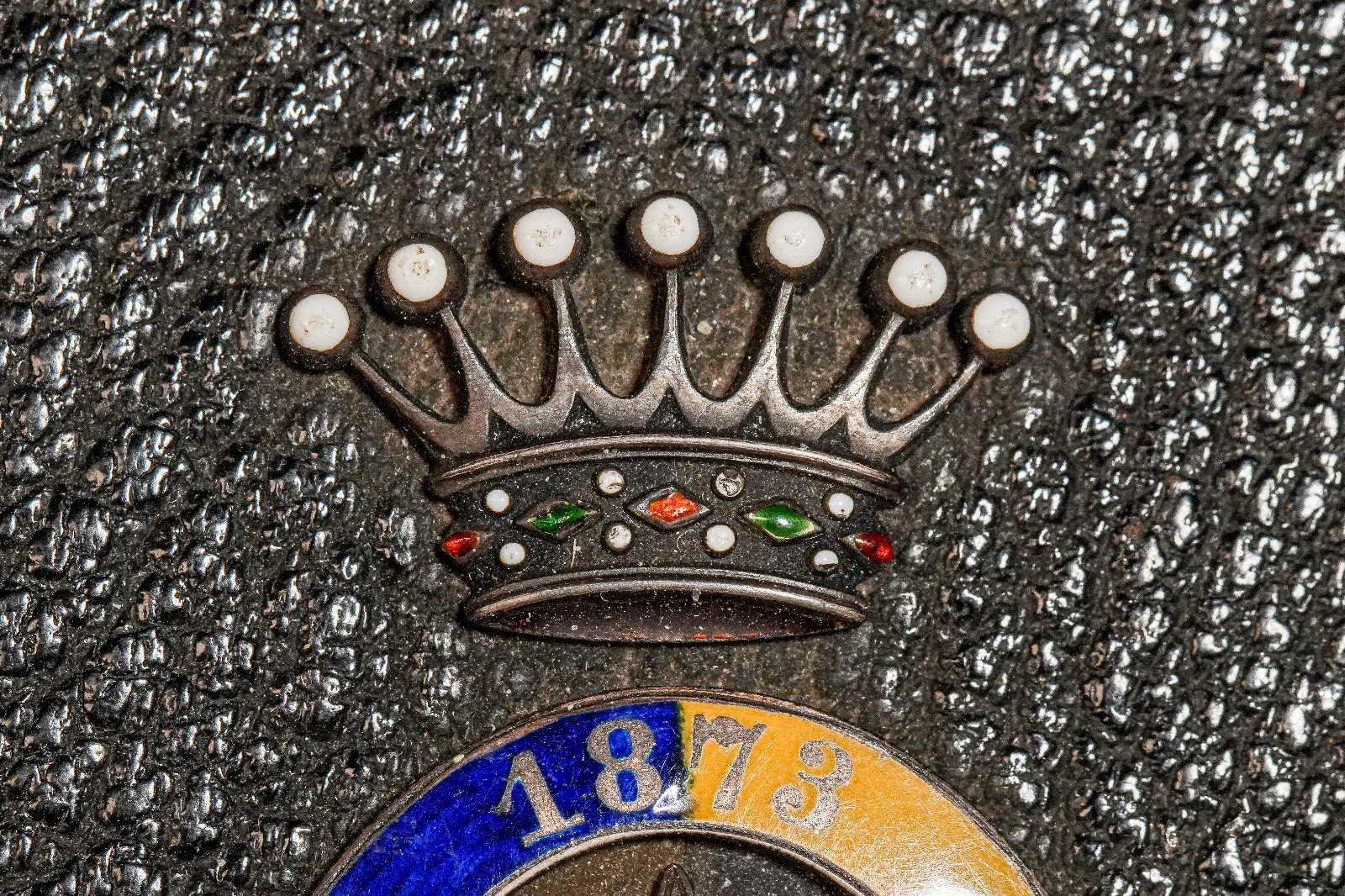 Austrian Antique Victorian Leather Cigar Case Silver Enamel Armorial Tobacciana