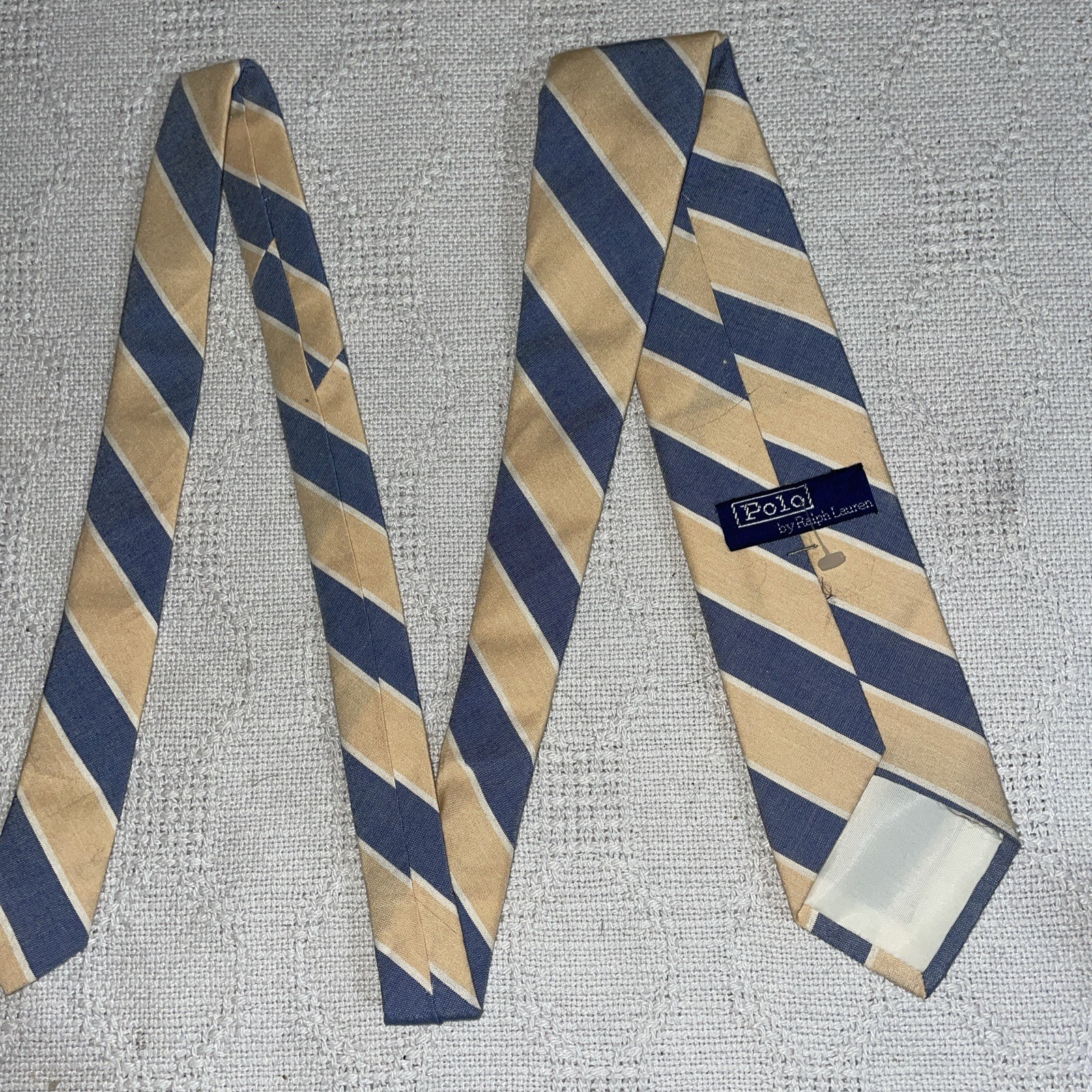 Polo Ralph Lauren Dress Tie Boys Size 52” 3” Gray Yellow Repp Business Church