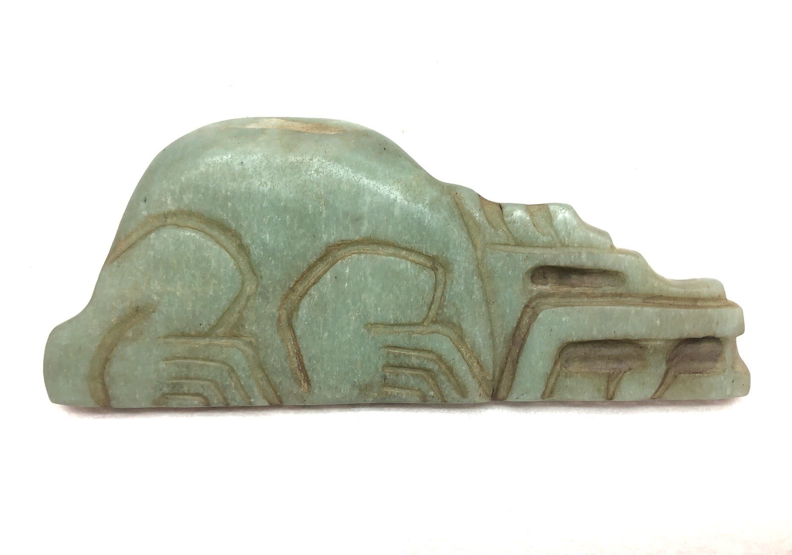 Pre-Columbian Olmec  Jade Stone Spoon / Pendant  “Saurian”  Translucent