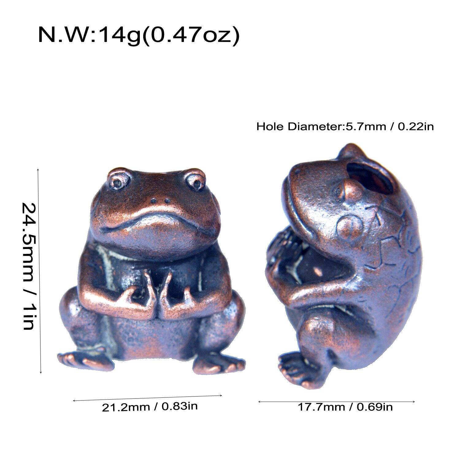 Copper Frog Paracord Bead Charms EDC Accessories Pendant Buckle