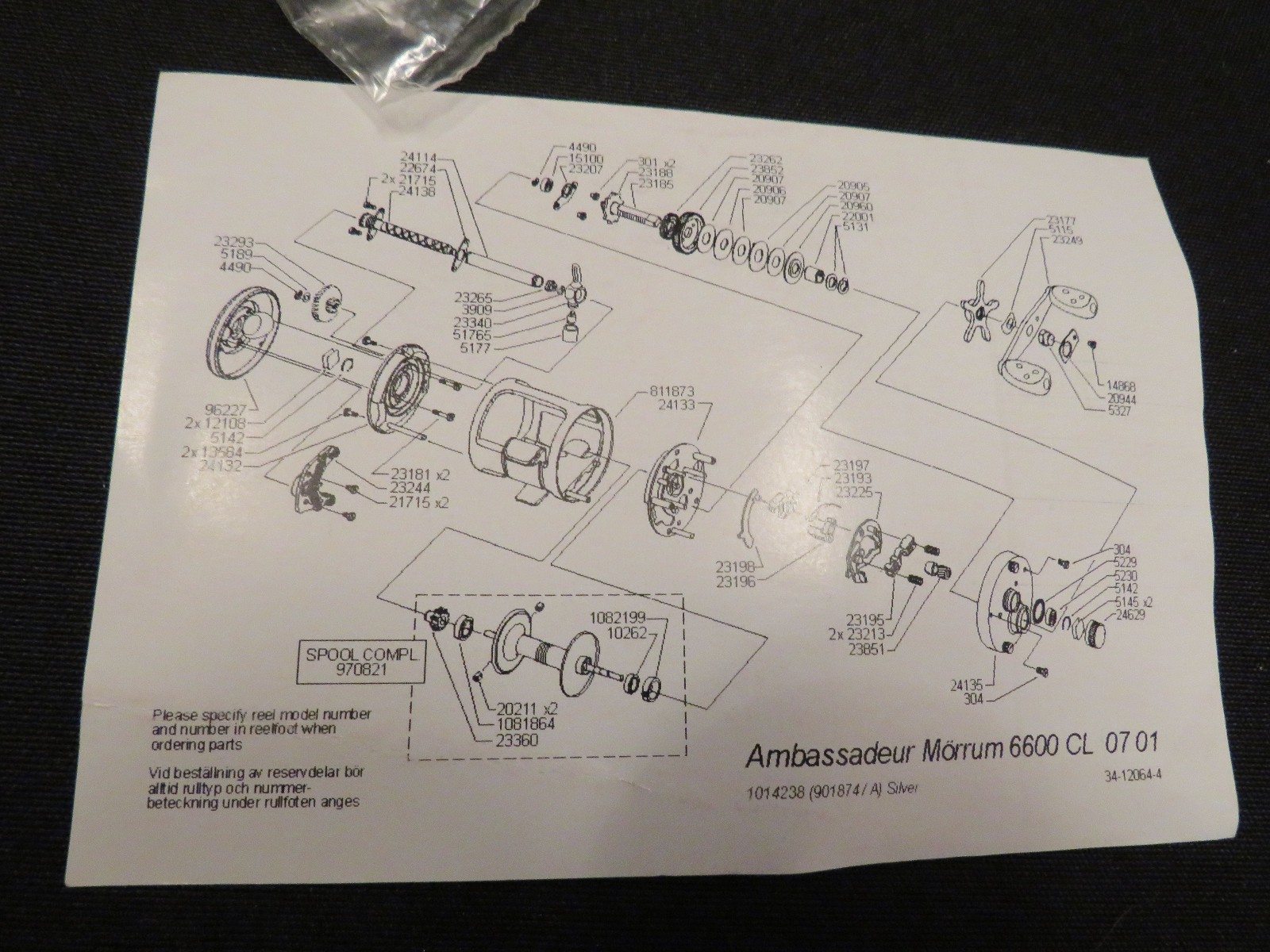 Abu Garcia Ambassadeur Morrum 6600 CL Fishing Reel, Instructions, Sweden