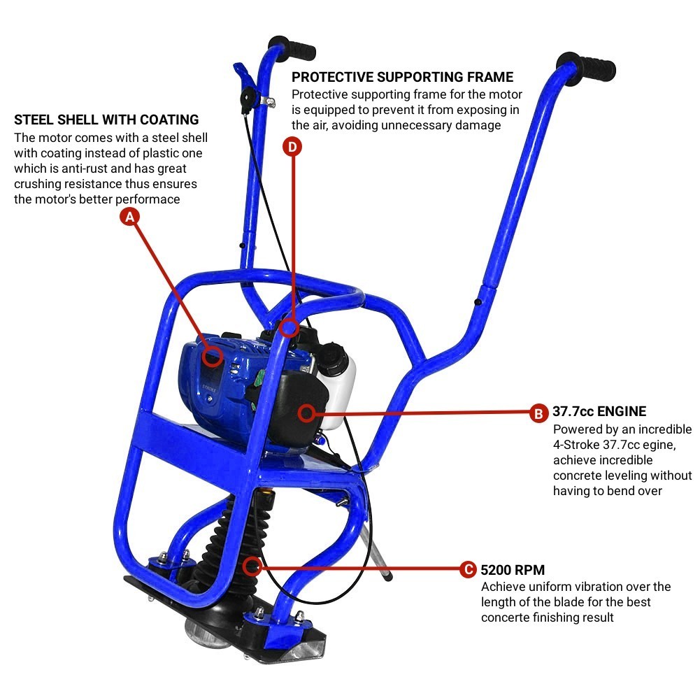 1.2HP Concrete Screed 4 Cycle Engine 7ft Board Tamper Blade 950W GX35 Surface