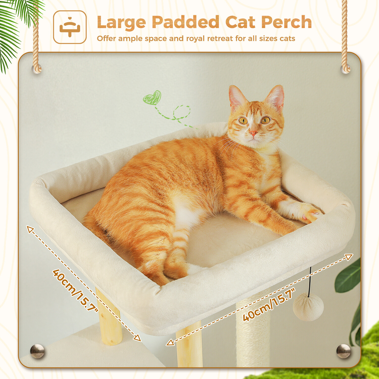 PAWZ Road Cat Tree Tower Scratching Post Wood Condo House with 2 Large Top Perch