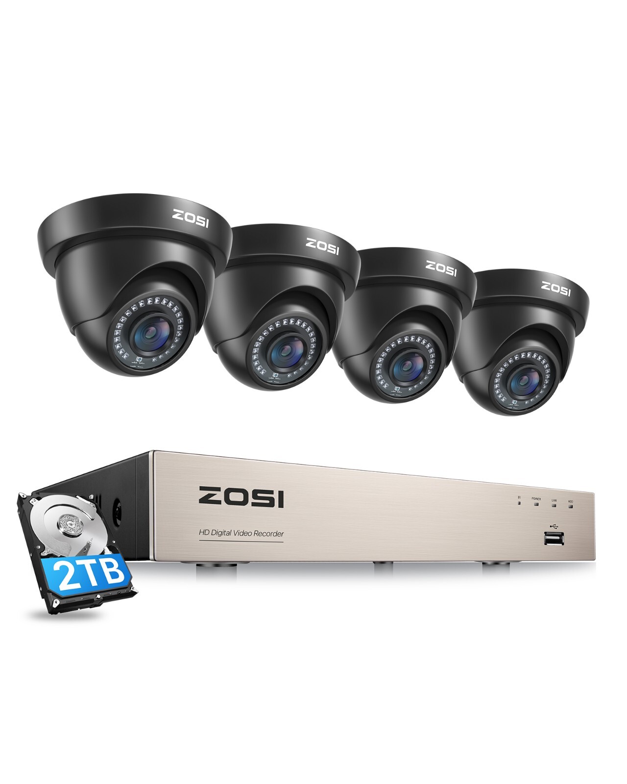 ZOSI 8CH 1080P Outdoor Security Camera System 5MP Lite Surveillance CCTV DVR Kit