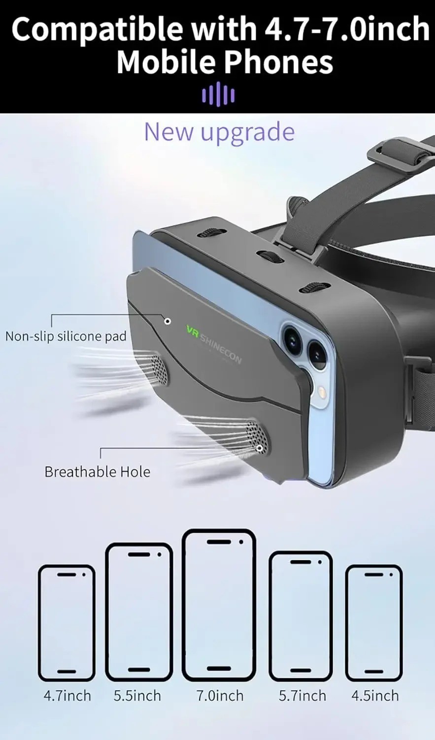 VR Headset 3D Virtual Reality Glasses for Smartphones 4.7-7.2" iPhone Android