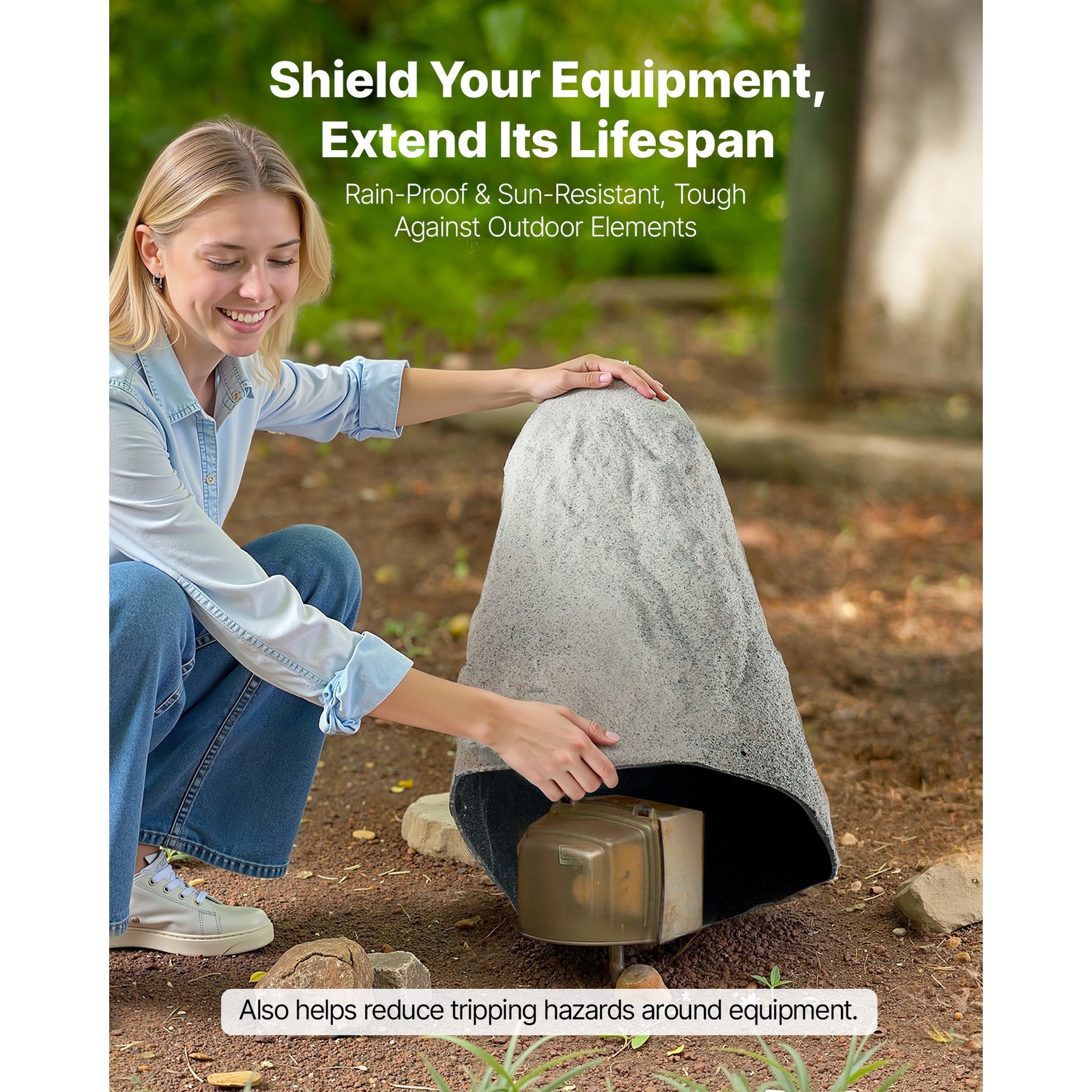 Uimoso Faux Landscape Rock Well Pump Cover Artificial Boulder Grey M