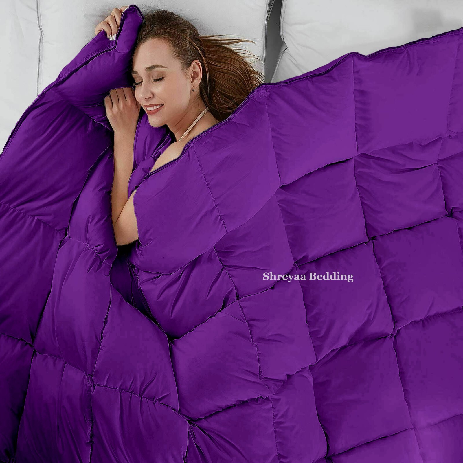 8 PCs Bedding Set (Comforter+Sheet Set+Duvet Set) 1000 TC Egyptian Cotton Purple