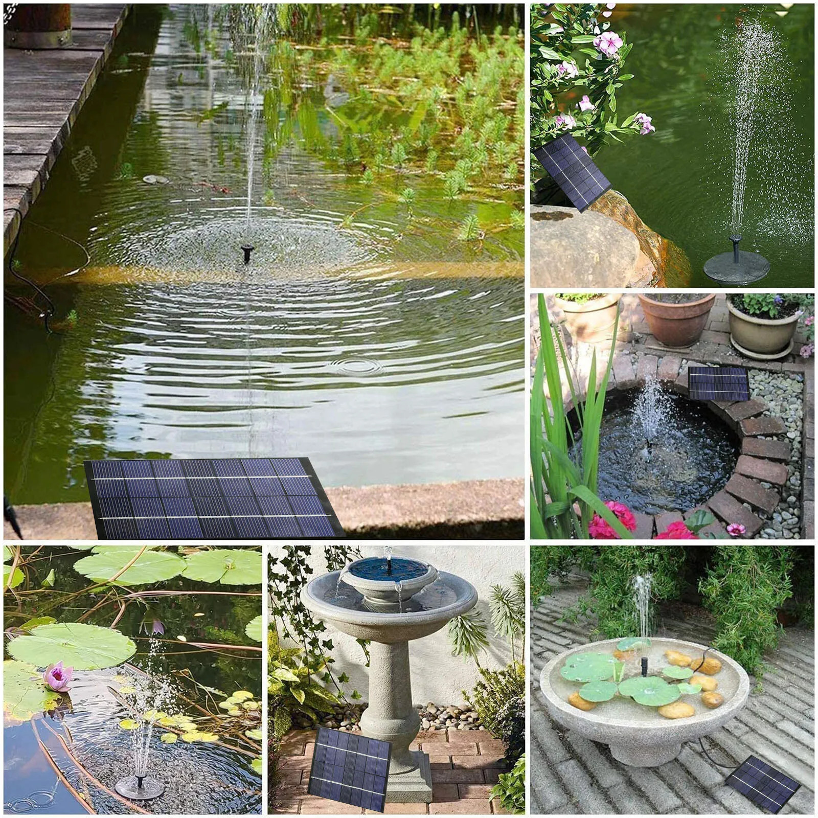 Solar Fountain Submersible Floating Water Pump Bird Bath Pond Garden Decor
