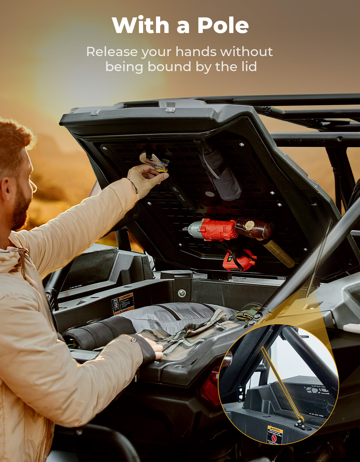 UTV Tonneau Cover Trunk Bed Enclosure Cover for Polaris RZR XP 1000/4 2024-2025