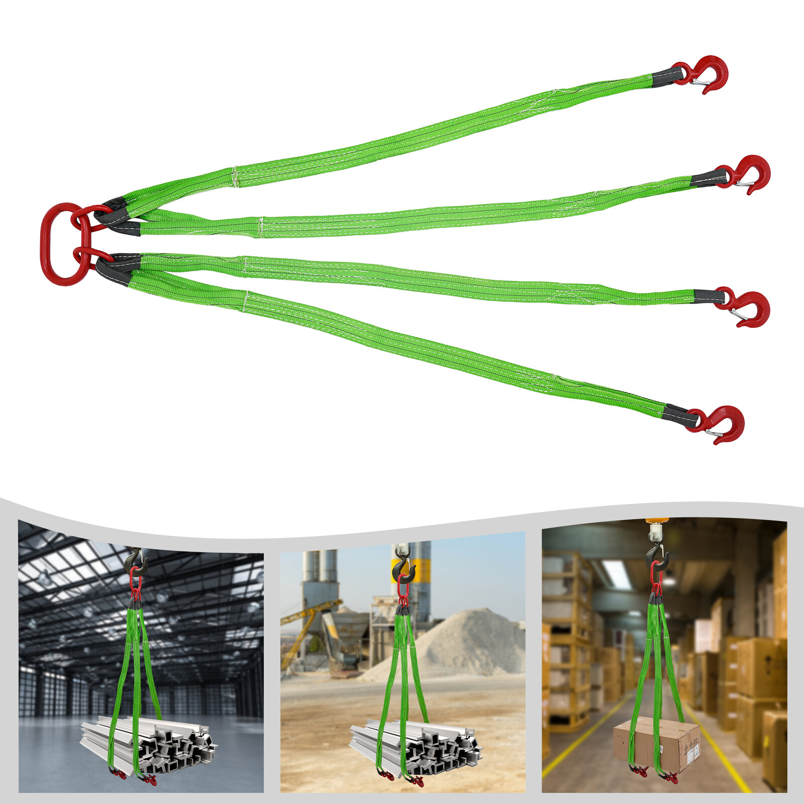 6 Ton/13227.74lbs 4 Strands Lifting Chains Lift Ring Chain Moving Sling w/Hooks