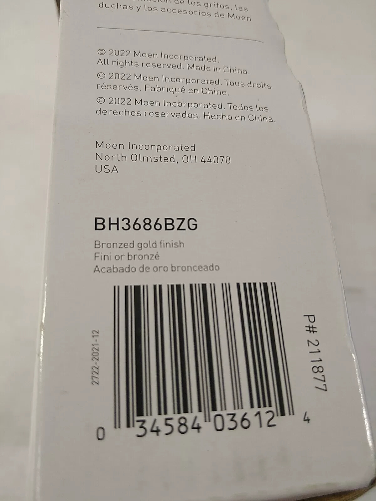 MOEN Genta Towel Ring in Bronzed Gold Finish BH3686BZG