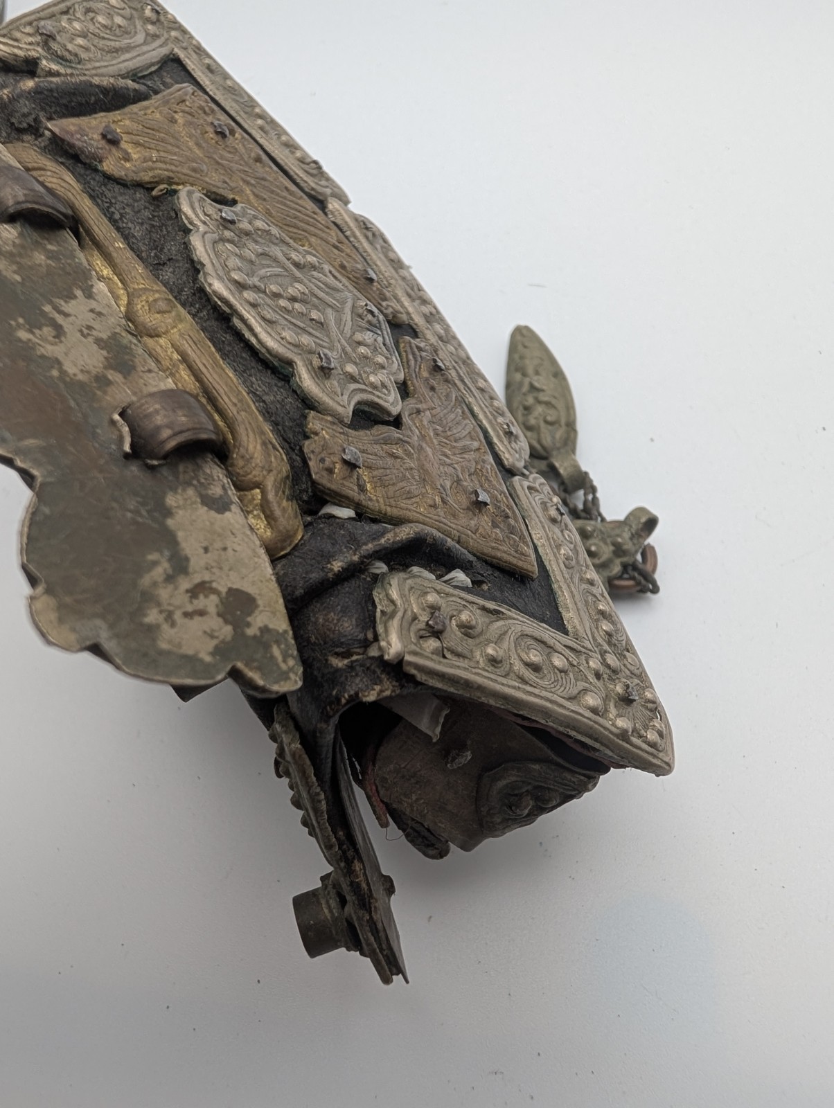 Antique 19thC Tibetan Chakmak Tinder Pouch & Matching Leather Belt Strap Set