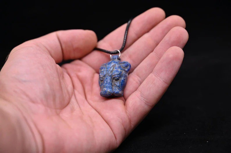 RARE ANCIENT EGYPTIAN ANTIQUE Amulet Goddess Sekhmet Made Lapis Lazuli Egypt BC