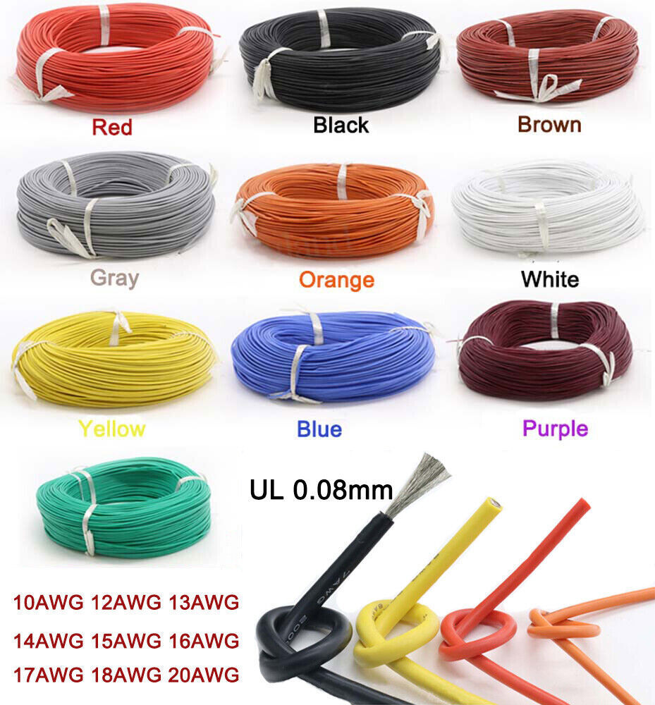 Ultra-Thin 0.08mm Flexible Silicone Cable, 10-20 AWG, High-Temp Resistant Wire