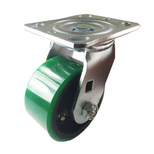 4 Heavy Duty Caster Set 4" 5" 6" Polyurethane on Cast Iron Wheels No Mark Green