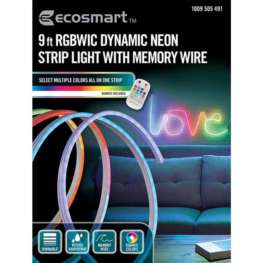 9 ft RGBWIC Color Changing Dimmable Plug-In LED Neon Flex Strip Light