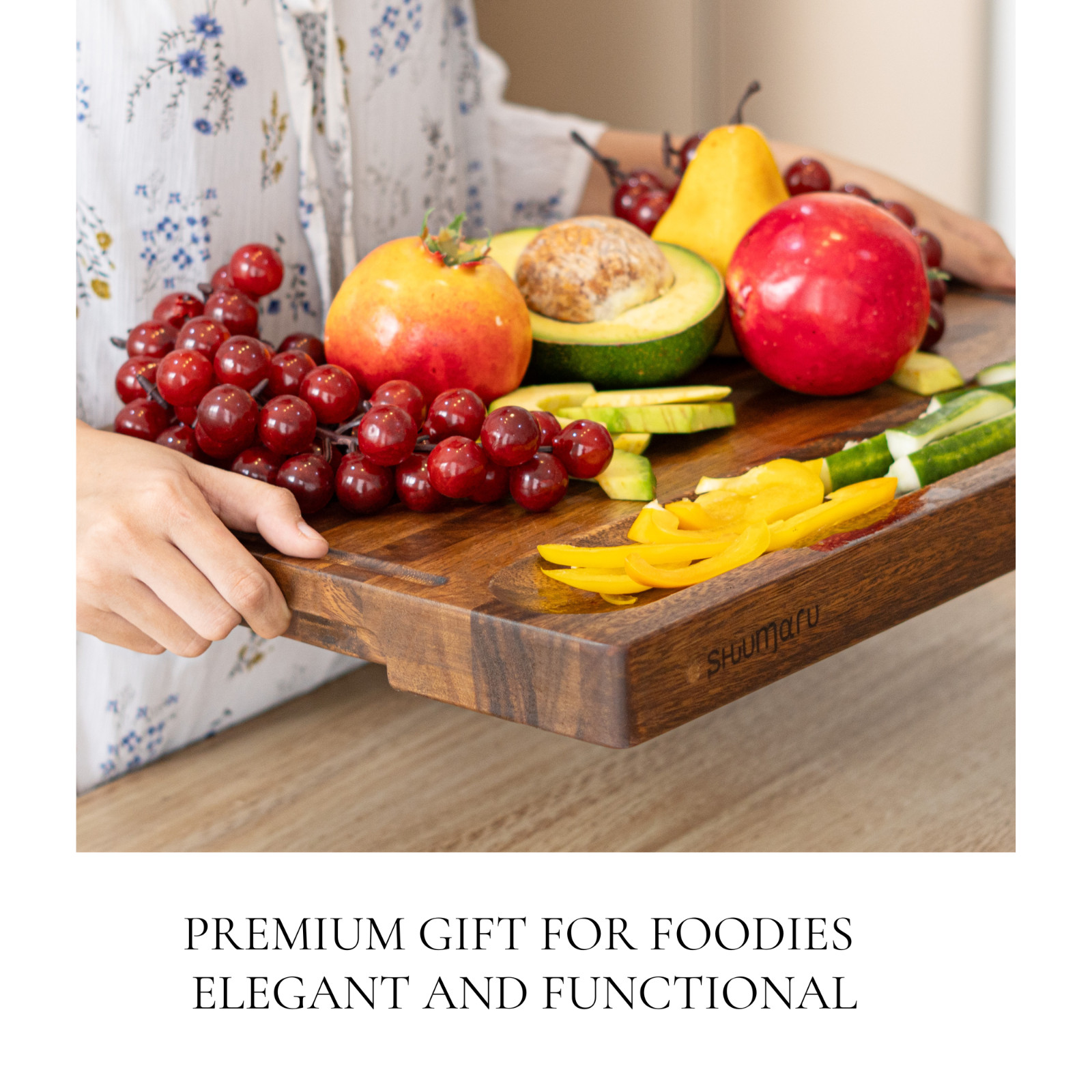 SHUMARU Tropical Walnut Wood Cutting Board – 17x13x1.6" Charcuterie