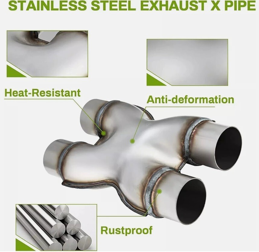 X-pipe 3" Universal exhaust pipe 304 stainless steel