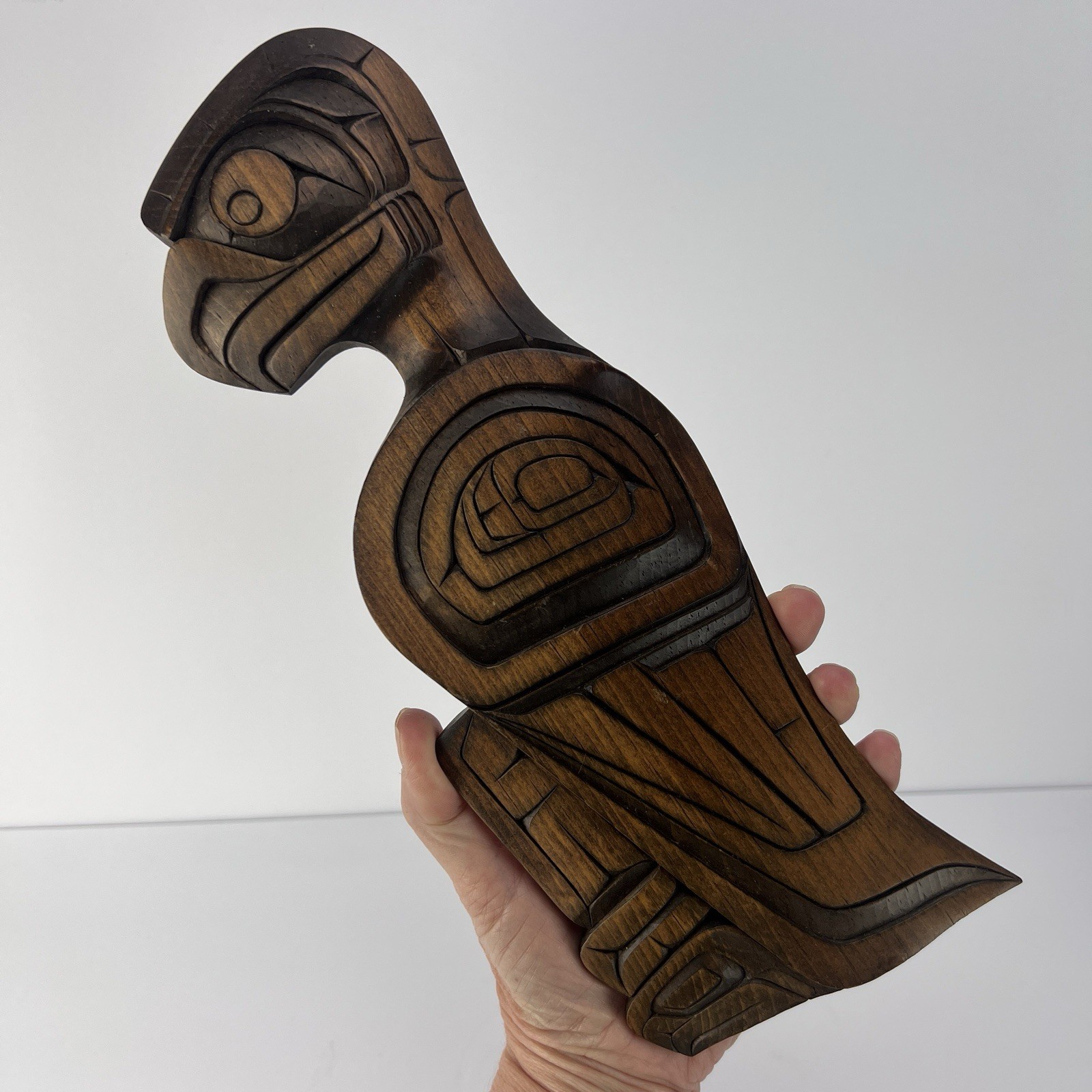 Vtg Joe Bob First Nations Wood Carving Eagle Wall Plaque z3q