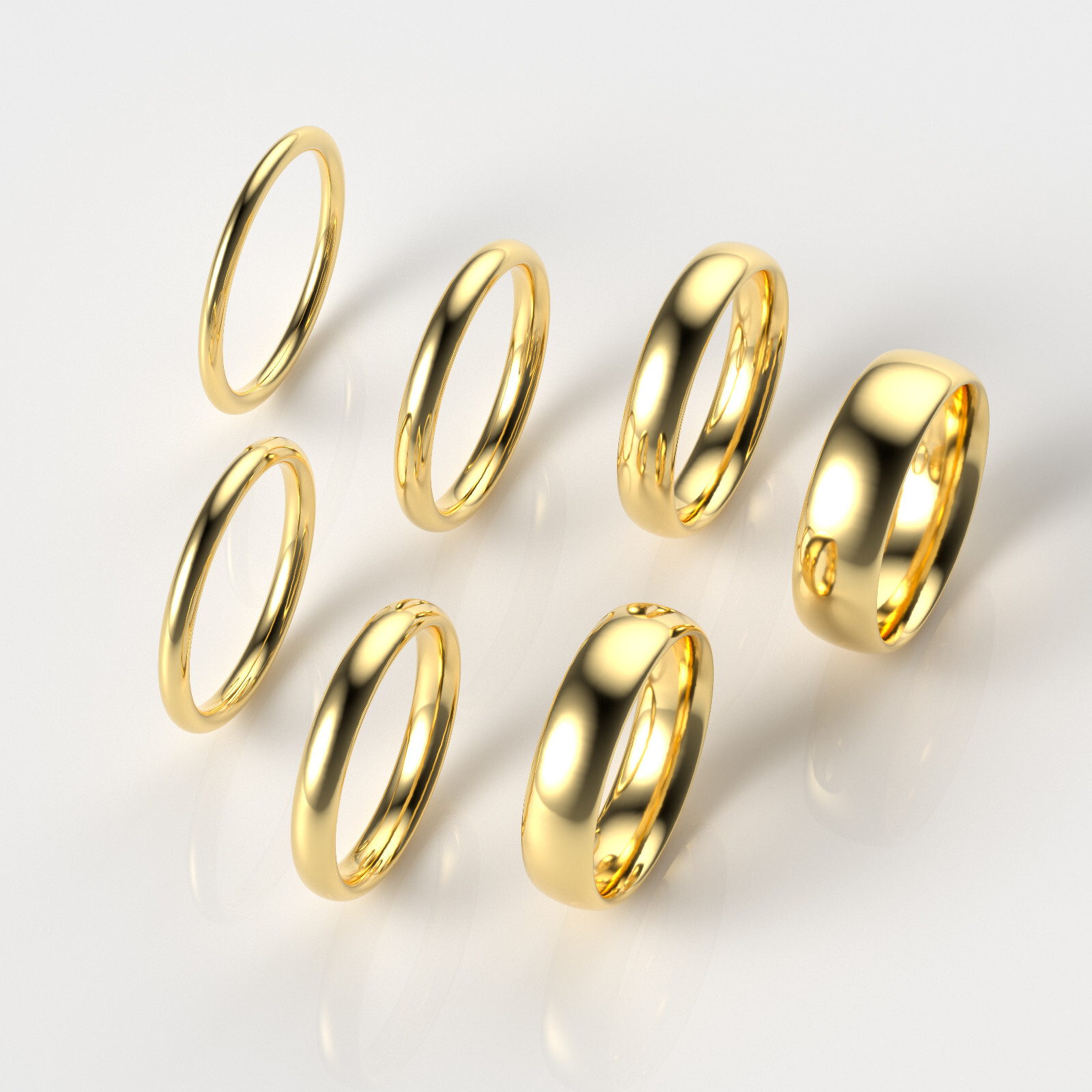 14K Yellow Gold 1.5mm 2mm 2.5mm 3mm 4mm 5mm 6mm Comfort Fit Wedding Band