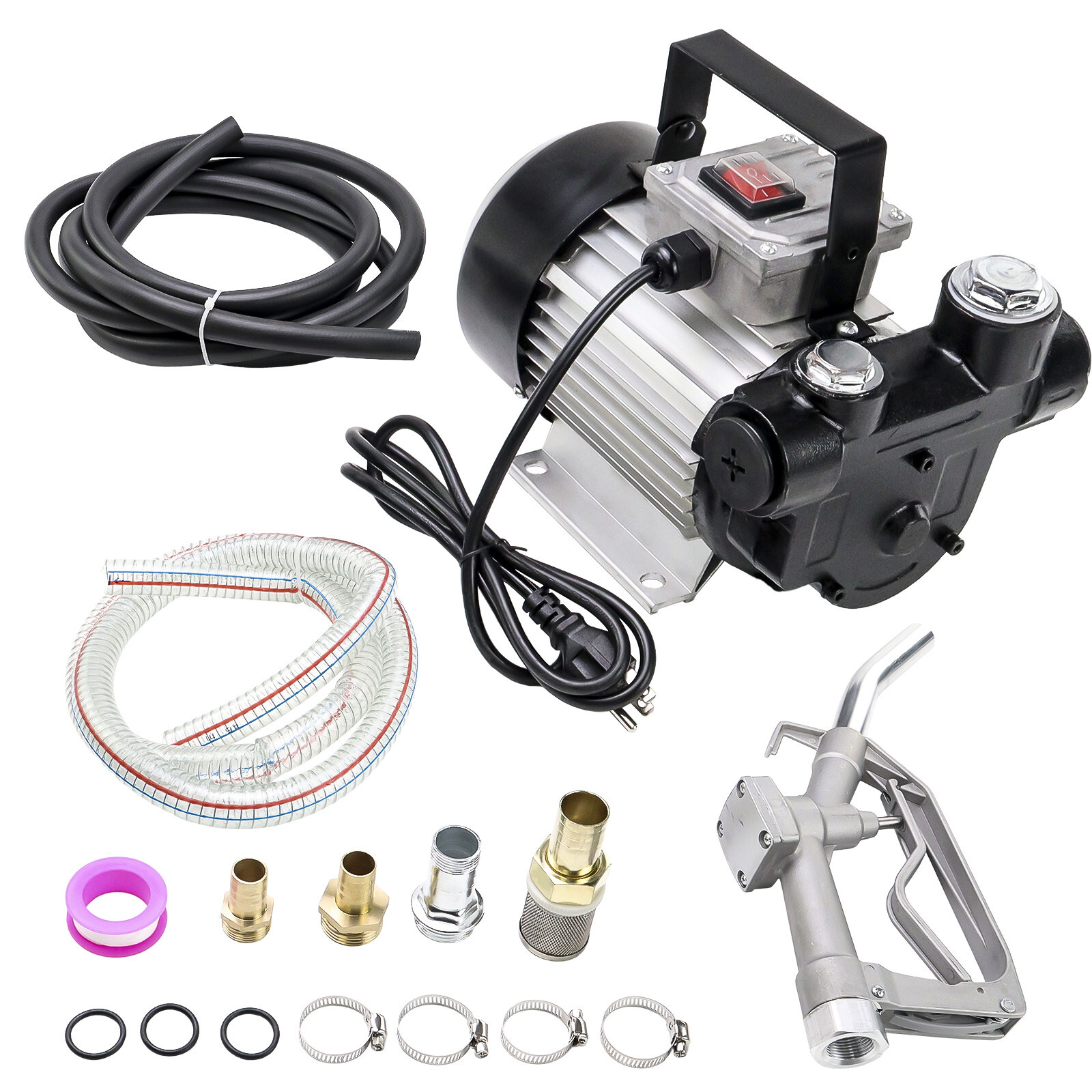 110V AC 16GPM Diesel Oil Fuel Transfer Pump Kit Electric Self-Priming w/ Nozzle