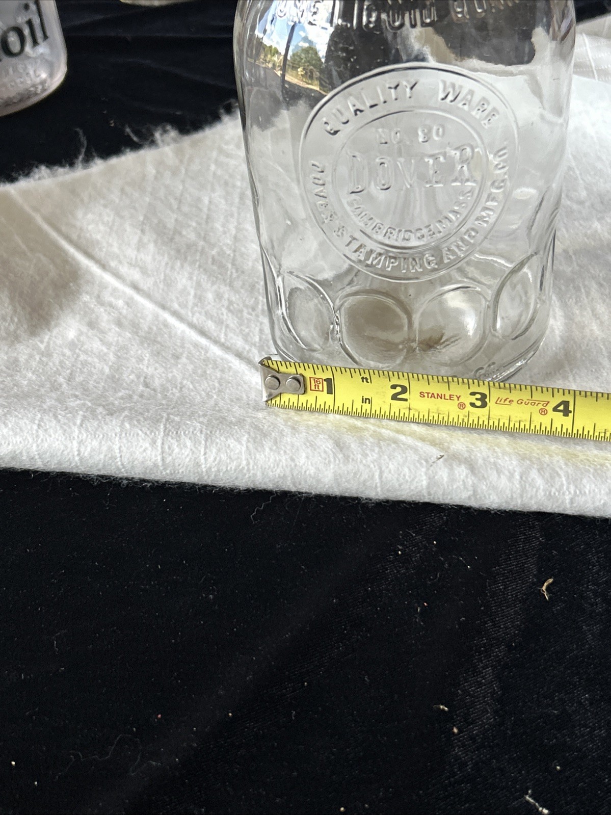 Vintage DOVER No. 80 Thumbprint 1-Quart Glass Oil Bottle w/ MASTER MFG Spout