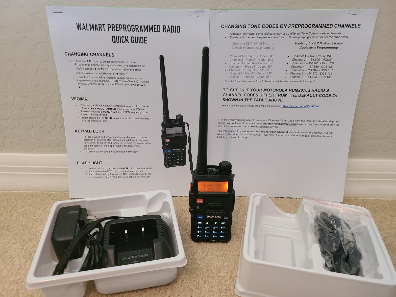 Walmart Walkie Talkie-Programmed to work w/ Motorola RDM2070D Two Way Radio