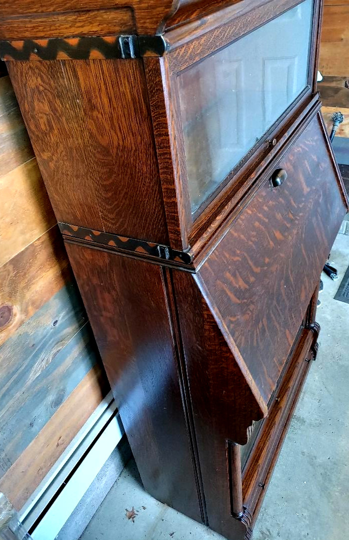 FANTASTIC MACEY QUARTER SAWN OAK BARRISTER BOOKCASE W/ DROP FRONT DESK W 2 DRAWS