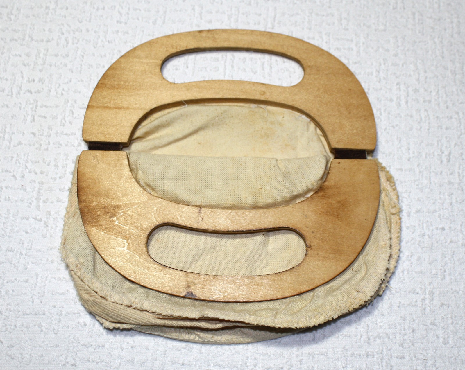 Vintage 1980s Girl's Bermuda Bag Wooden Handle Purse with 6 Handmade Covers