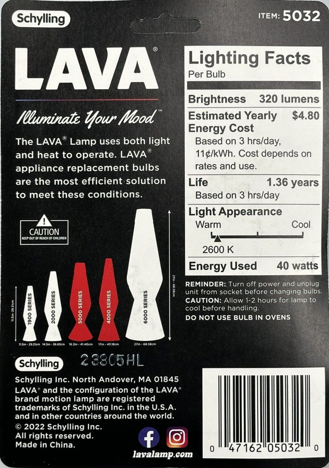 40 Watt LAVA® Lamp Replacement Light Bulb 2 Pack (Fit 16.3 & 17" Lamps) 40w OEM
