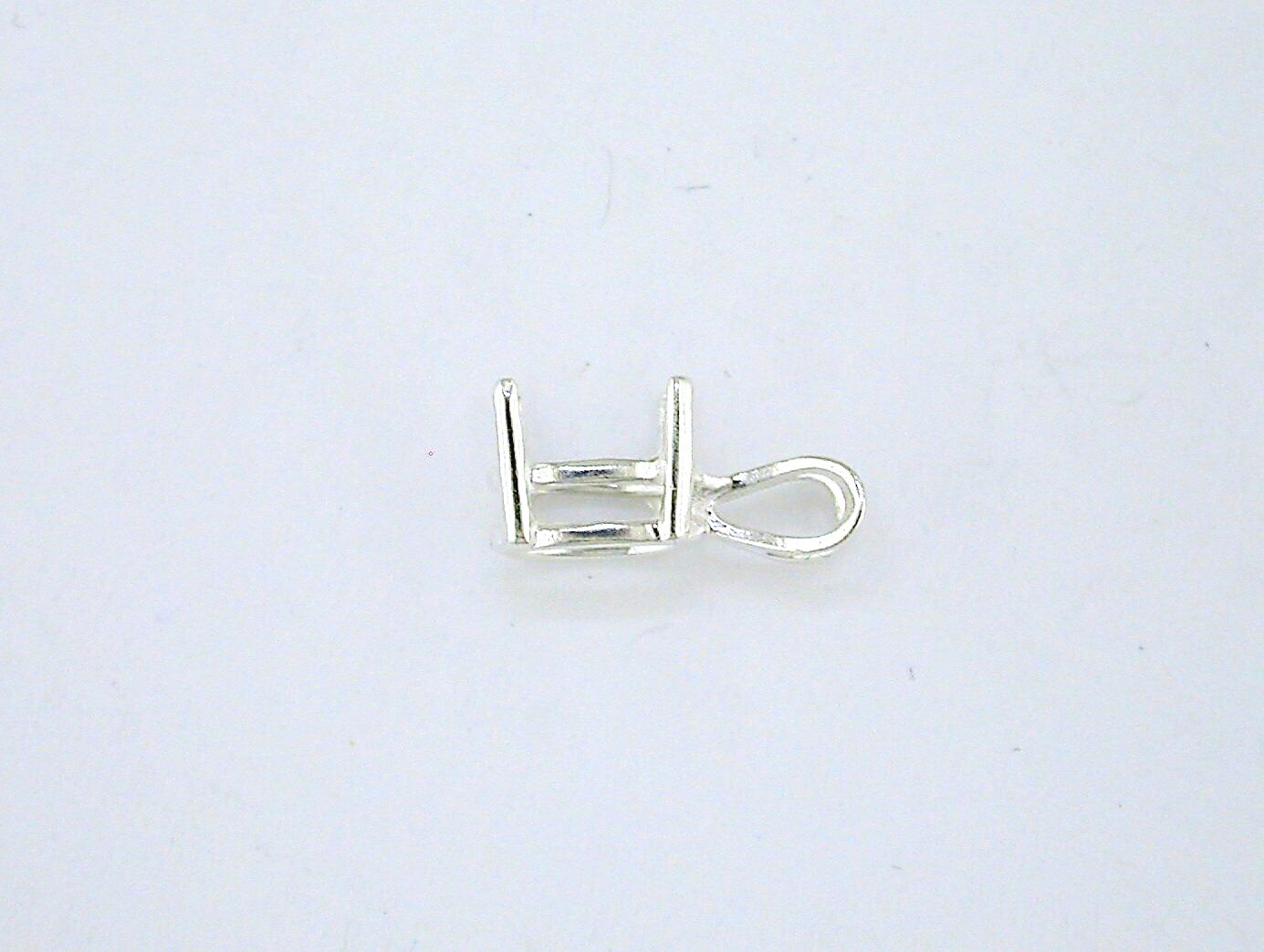 Oval 4 Prong Wire Mount Pendant Setting Sterling Silver