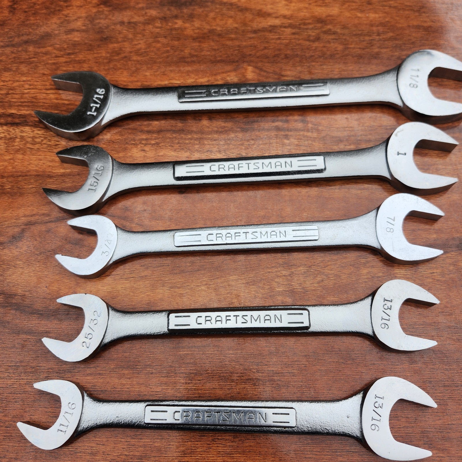 Craftsman SAE Double Open Wrench Set USA 1/4" to 1-1/8" - 10 Pcs Like New W Rail